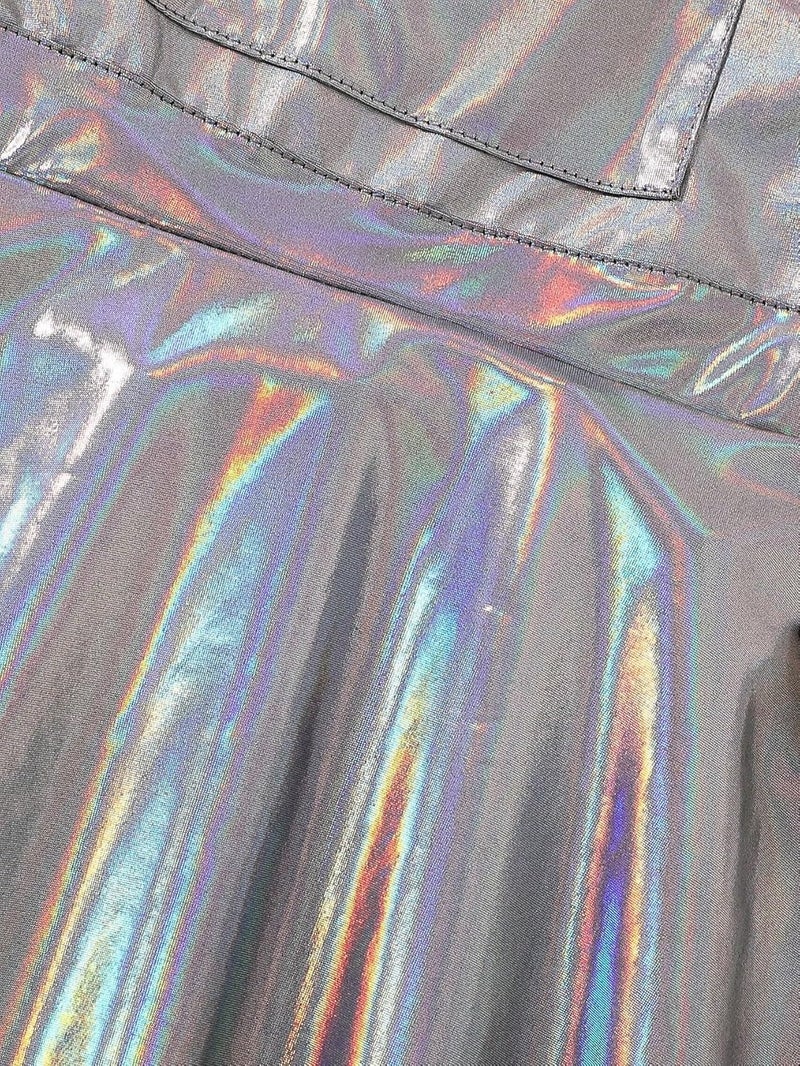 WDIRARA Girl's Metallic High Waist Overall Dress Holographic Suspender Party Flared Dresses - Image 5